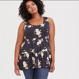 Torrid | 00X (M/L) | Slate Grey Floral Challis Babydoll Tunic Tank